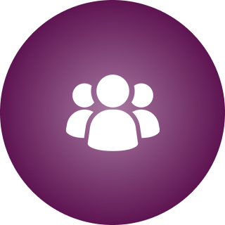 Experienced Team A purple circle with four people in it