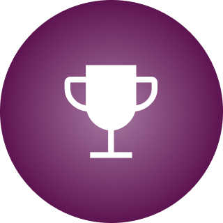 banner icon 01 Trophy icon on purple background.