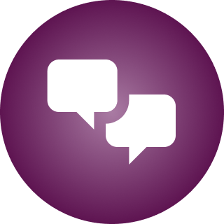 icon 02 Two white speech bubbles on purple background.